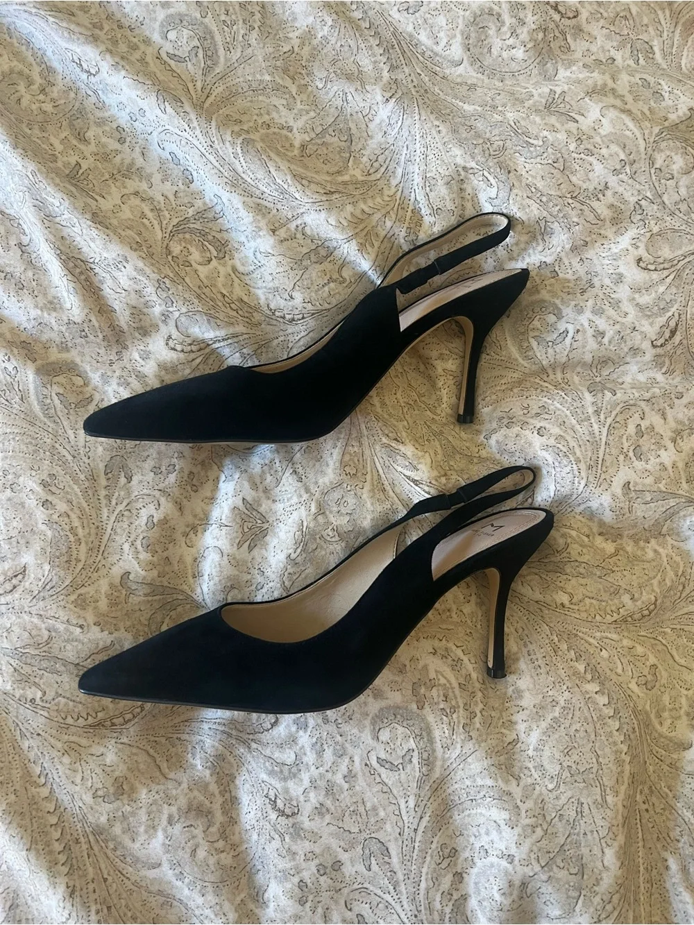 Marc Fisher Black Suede Slingback Heels 9
